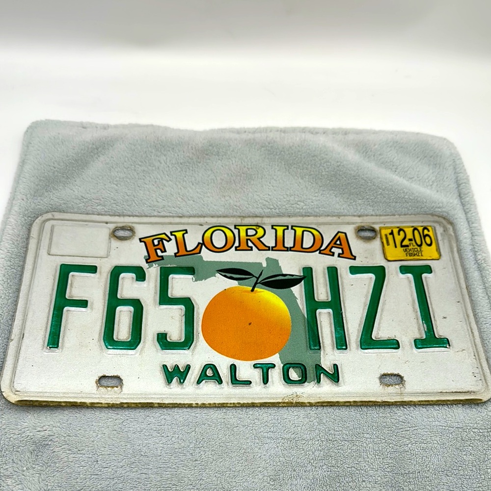 Florida License Plates for Walton County F65 HZI  Exp. Date 12/2006